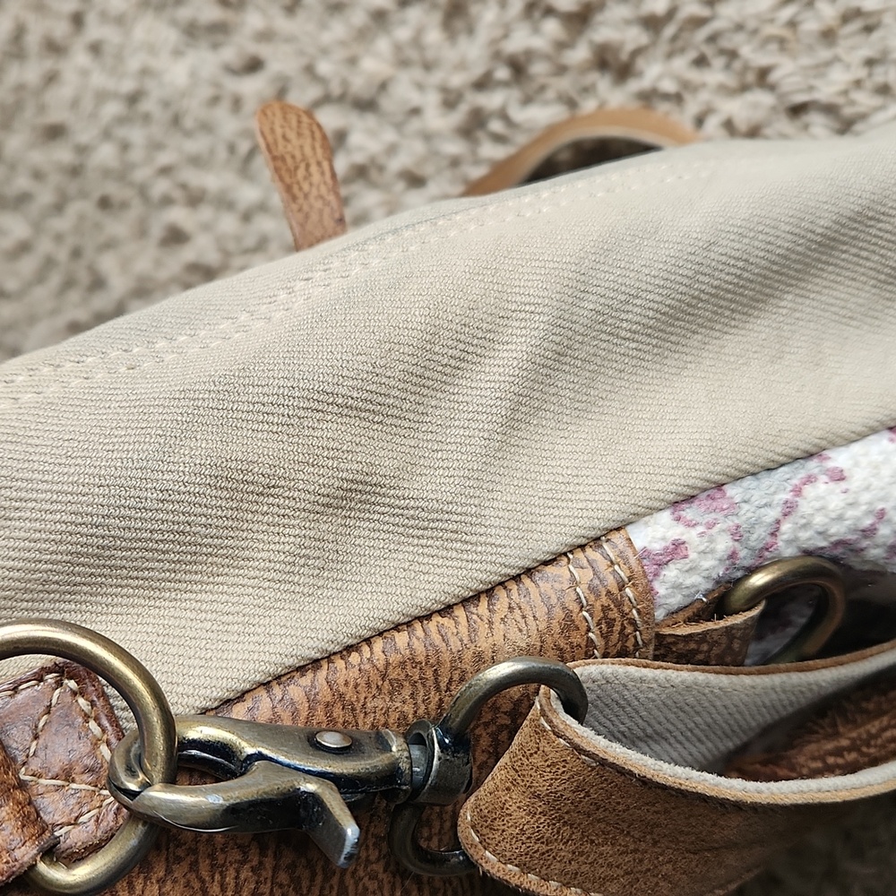 Myra Brown and Cream Women's Bag With Leather Accents - Picture 11 of 12